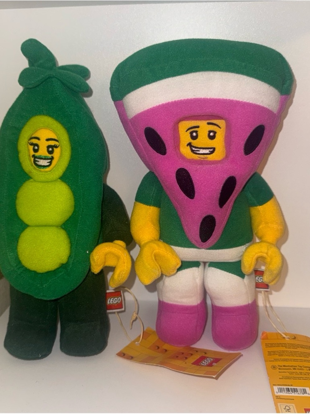 Lego Plush Watermelon Slice & Pea Pod Duo - Green, Pink, Yellow